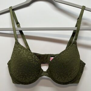 VICTORIA'S SECRET PINK Wear Everywhere Push Up Bra Olive Green Size 32C
